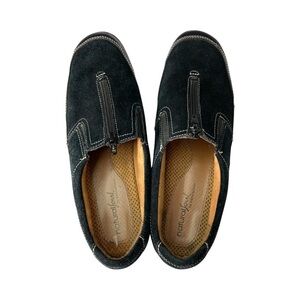 Natural Soul by Naturalizer Luxe Black Zip Front Suede Slip On Loafers Sz8.5M